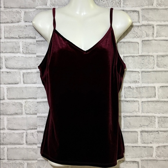 Suzy Shier Deep Red burgundy Velvet tank Top, small - Picture 1 of 6